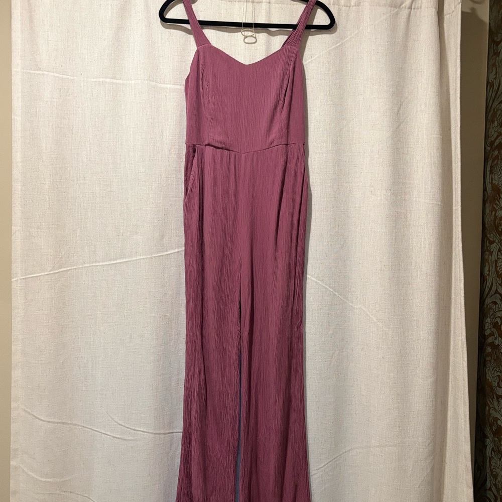 Market & Spruce Mauve Smocked Wide Leg Jumpsuit | Size Smal